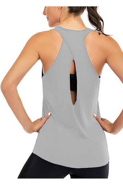 GHASSY CO. Ghassy Co. Women's Training and Yoga Sports Tank Top - Cross Backless, Tank Tops 1782