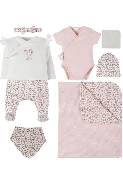 İdilbaby&Mamino 8-piece Leopard Patterned Baby Girl Exit Set - Idilbaby&mamino