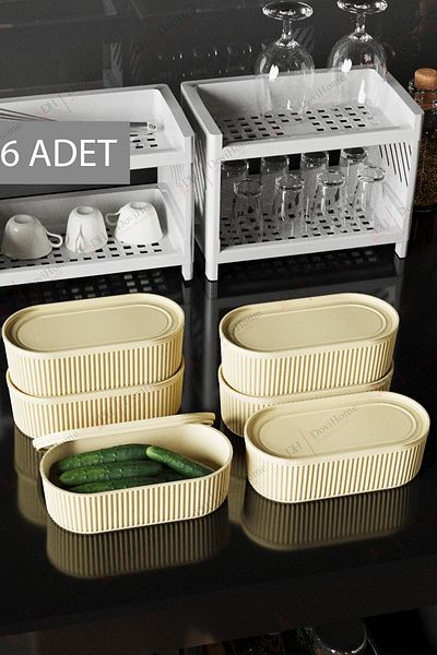 Alacarte Verisco 6-Piece Plastic Storage Set - Multi-Purpose, with Lid, Cream Color