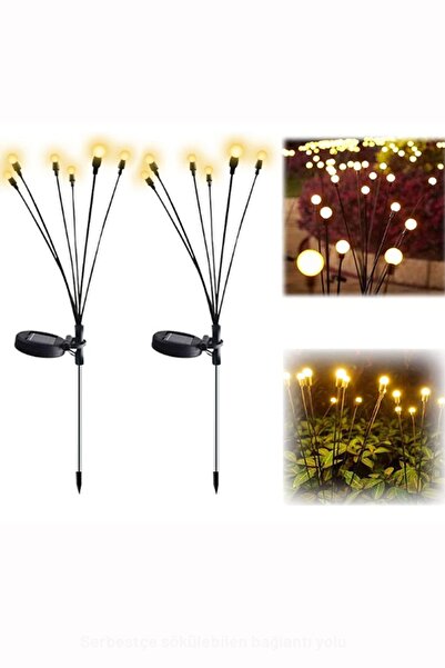 Kohlemann 12 Led Işık Buketi Ateş Böceği Modeli Bahçe Solar Lamba Güneş Enerj...