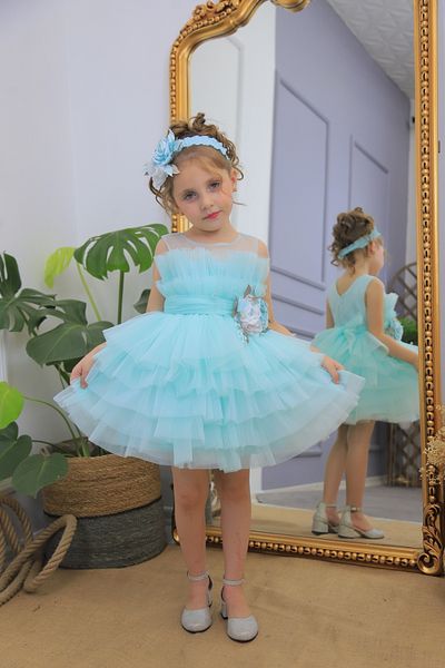 MİSS RAİN Girl's Evening Dress Accessory wiTh ShorT Tulle SKirT and Flower DeTail
