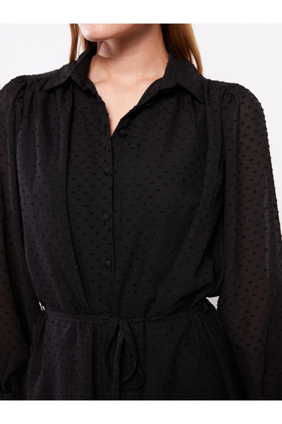 LC Waikiki Vzorované dámské košilové šaty s dlouhým rukávem