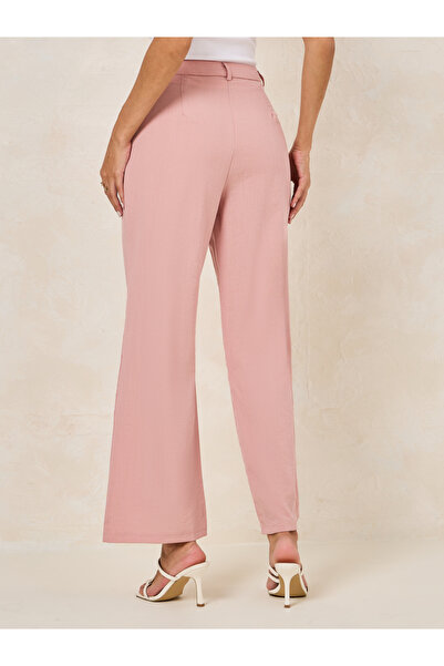 Styli Solid Flap Detail Straight Leg Pants