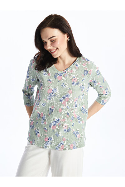 LC Waikiki Dámská halenka s květinovým vzorem a výstřihem do V