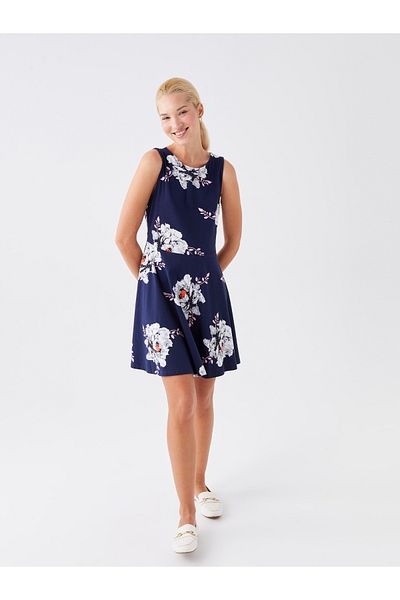 LC Waikiki Rochie de damă cu decolteu rotund cu modele florale