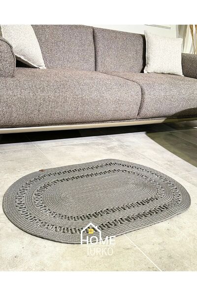HomeTurko Hasır, Kilim, Paspas, Jüt Yolluk, Siyah Desenli, Kolidor, Balkon, M...