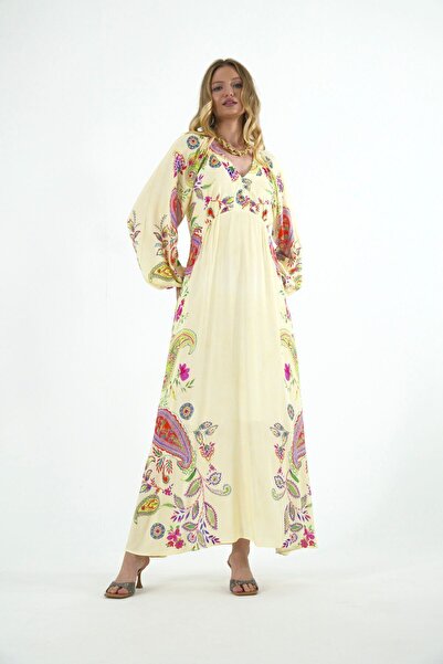 ABBRA Women's Back Window Detailed Lined 100% Viscose Summer Dress