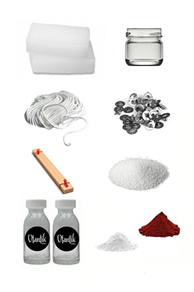 Otantik Mum Yapım Seti,başlangıç Seti,500gkokulu Parafin,esans,boya,fitil,çıtçıt,ahşap Fitil,kavanoz,stearin