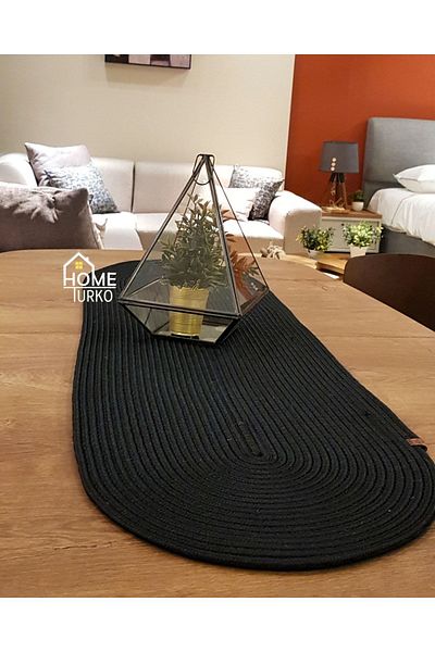 HomeTurko Iuta naturală modernă, cu modele, răchită, pat de loc, masă, cârpă pentru masă de cafea. 35x100