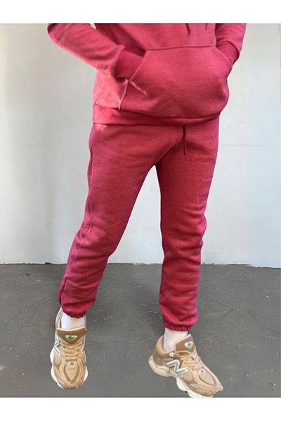 BayBayan Γυναικείο Jogger Sweatpants σε χρώμα δαμάσκηνο - βαμβακερό, τρία κλωστές