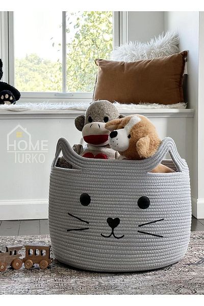 HomeTurko Toy and Jute Basket for Children - Cat and Dog Basket, Pet Basket
