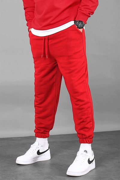 BayBayan Ανδρικό κόκκινο τρίκλωνο Jogger Sweatpants
