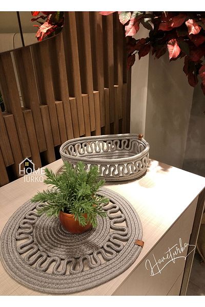 HomeTurko Natural, Jute, Wicker, Plate, Basket, Bread Basket, American Service Set, 1 Plate, 1 Basket
