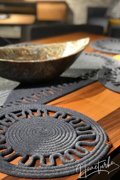 HomeTurko Hometurko, Doğal Jüt, Desenli, Antrasit, Amerikan Servis Takımı