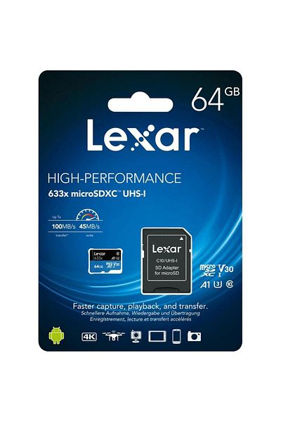 Lexar 64gb Microsdxc Memory Card - 633x 100mb/s with SD Adapter