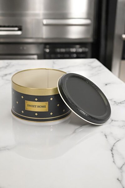 EVLE Ef139-33 حاوية تخزين معدنية مستديرة منقوشة باللون الذهبي مقاس 14 سم