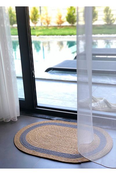 HomeTurko Jute, Patterned Gray Stripe, Doormat, Doormat, Bathroom Mat, Balcony Mat / Gift, Houseware
