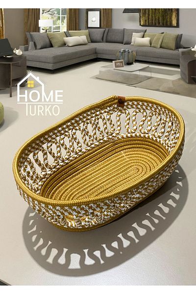 HomeTurko Органайзер за детска стая с юта и естествен мотив - кошница за хляб