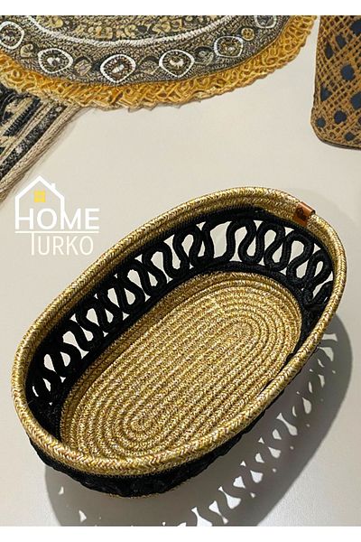 HomeTurko Кошница за хляб с шарка от юта - шкаф, детска стая, органайзер, кошница за съхранение