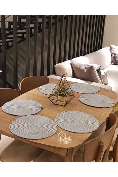 HomeTurko Φυσική γιούτα, μοντέρνα εμφάνιση Six Piece Grey, Wicker 33 X 33 cm, American Service, Πλάκα.