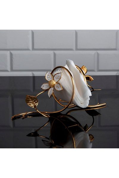 Hinora White Wire Daisy - 15x10x12cm Napkin Holder