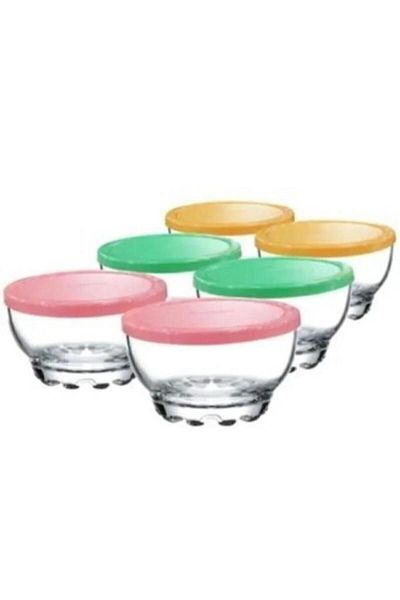 Paşabahçe 96443 Glass 6-Piece Bowl with Lid Breakfast Storage Container Set