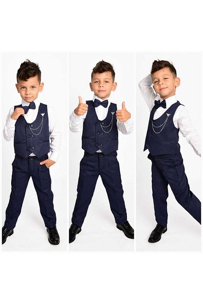 Doradino Doradino Boy's Tuxedo Suit - Chain Dress, Vest, Bow Tie