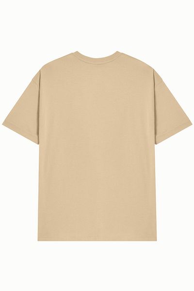 HANCLO Μπλουζάκι Unisex Μπεζ 100% βαμβάκι Basic European Fit/Oversize Fit Cut Crew λαιμόκοψη κοντομάνικο μπλουζάκι