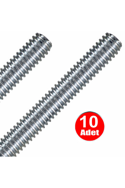 ALETÇANTAM M6 Gijon Tij Rot Saplama 1 Metre Uzun Civata Dın 975 Beyaz Vida -10 Adet