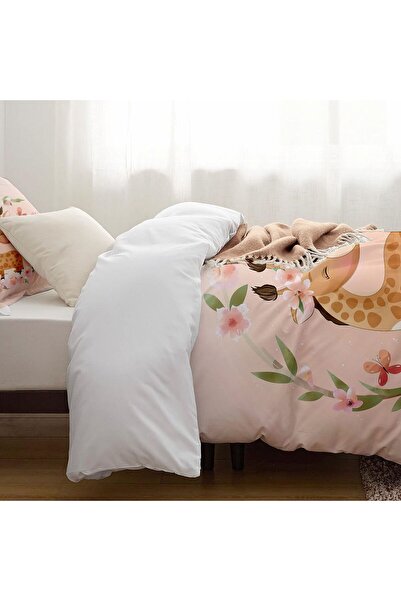 Else Dekor Floral Giraffe Patterned Single Children's Duvet Cover Set Without Sheets