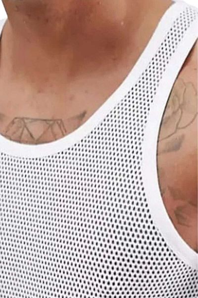 Tezzgelsin Men's Cotton Mesh Air Conditioned Undershirt 6 Pieces Mesh Undershirt