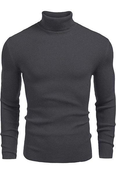HANCLO Dark Gray Turtleneck Men's Knitwear Turtleneck Sweater