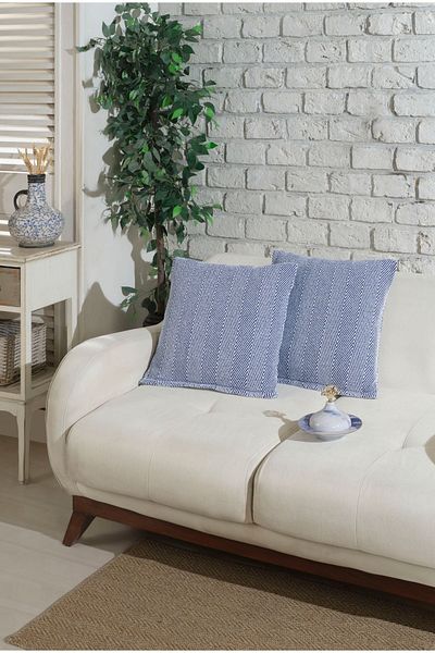 Lux Touch غطاء وسادة وسادة بسحاب مقاس 45 × 45 سم باللون الأزرق الداكن مقاس 45 × 45 سم