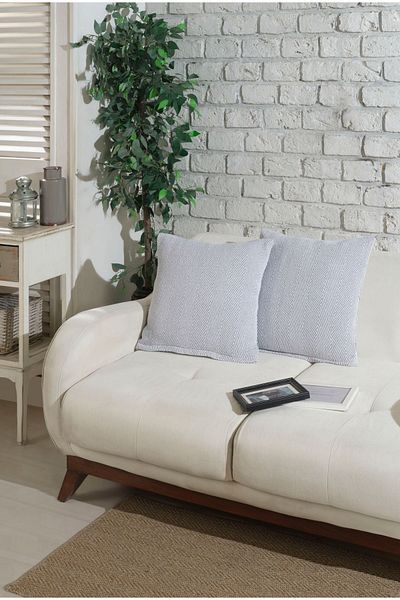 Lux Touch lily Gray 2-piece Zippered Pillow Cushion Cover - 45 x 45 cm Throw Pillow Cover