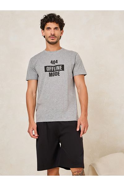 Styli Offline Slogan Print T-Shirt & Shorts Set