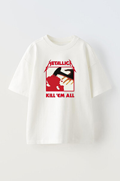 THEWERT تي شيرت ميتاليكا Kill Em All منقوش باللون الأبيض للجنسين من القطن