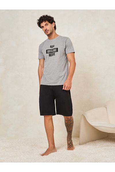 Styli Offline Slogan Print T-Shirt & Shorts Set