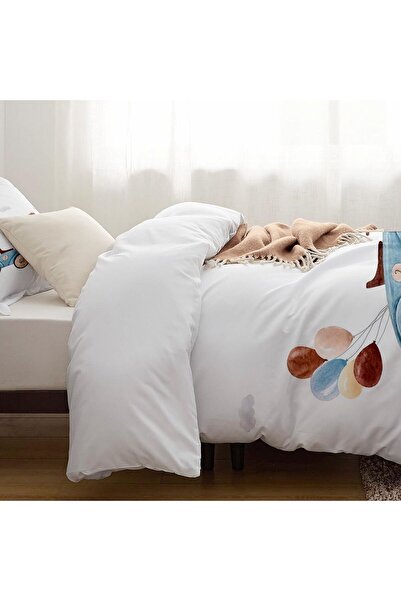 Else Dekor Blue Trolley Patterned Children's Duvet Cover Set Without Sheets