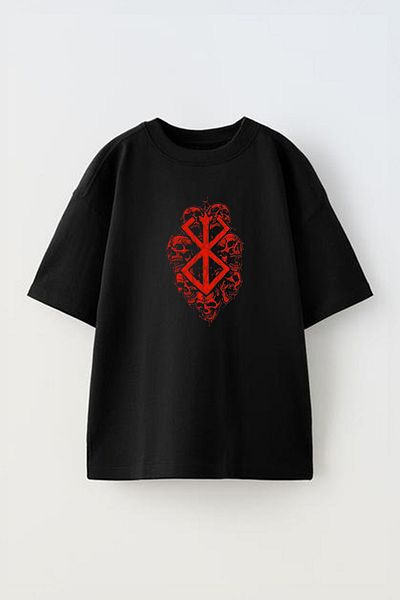 THEWERT Μπλουζάκι 7 Skull Slayer με μοτίβο Unisex μαύρο βαμβακερό oversize