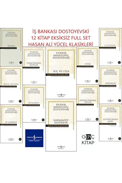 TÜRKİYE İŞ BANKASI KÜLTÜR YAYINLARI iŞ Bankası Dostoyevski 12 Kitap Set Hasan...