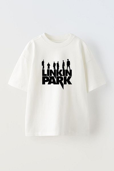 THEWERT Tricou oversize unisex alb - imprimat Lınkın Park, material din bumbac