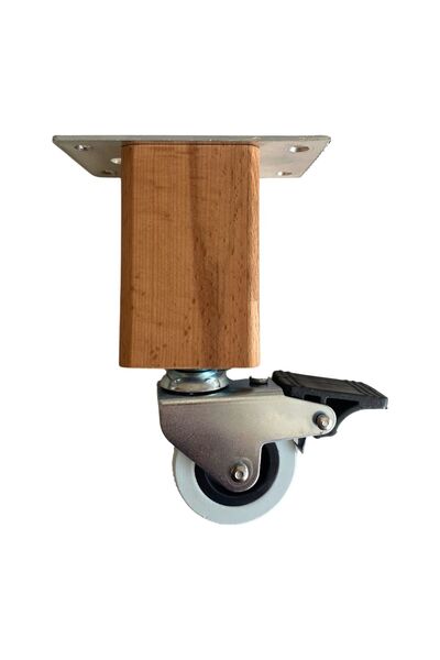 DSYapıAksesuar Kale Ahşap 15cm Tekerli Ayak Mobilya Masa ve Dolap Tekerli Ayağı Frenli(15cm)(KAYIN/GÜRGEN)