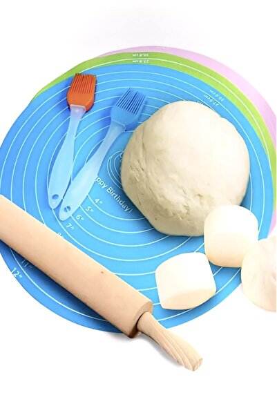 OZCMAX Yuvarlak Yapışmaz Kalite Ölçülü Silikon Hamur Açmaa Matı 30cm Pasta Pi...