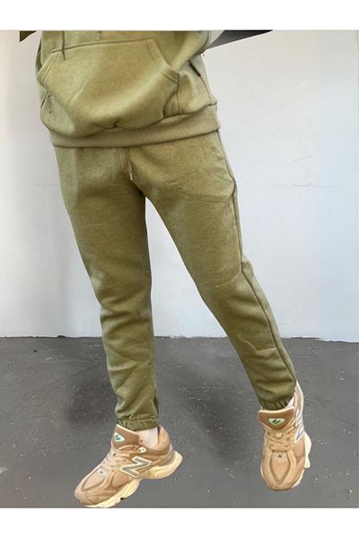 BayBayan Χακί γυναικεία φούτερ Jogger - Τρεις κλωστές, βαμβακερή