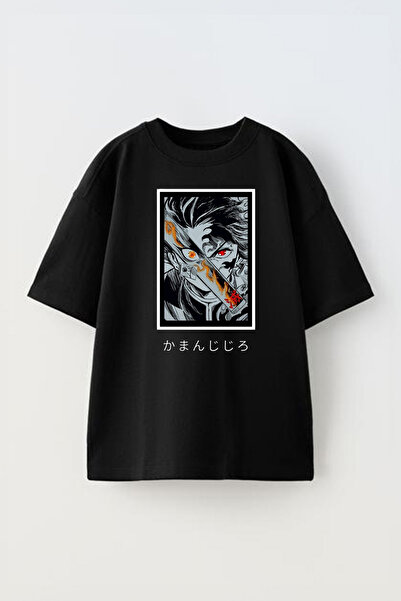 THEWERT Demon Slayer Rangoku Štampano Unisex crna Pamuk Oversize kroj T-shirt