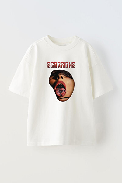 THEWERT Scorpids Design Štampano Bela Oversize kroj Pamuk T-shirt - Unisex