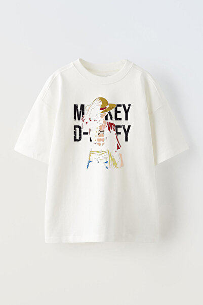 THEWERT Bela Oversize kroj Pamuk T-shirt - Unisex Monkey D Luffy Štampano