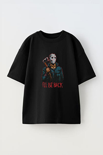 THEWERT Unisex 13. petak Štampano crna Pamuk Oversize kroj T-shirt
