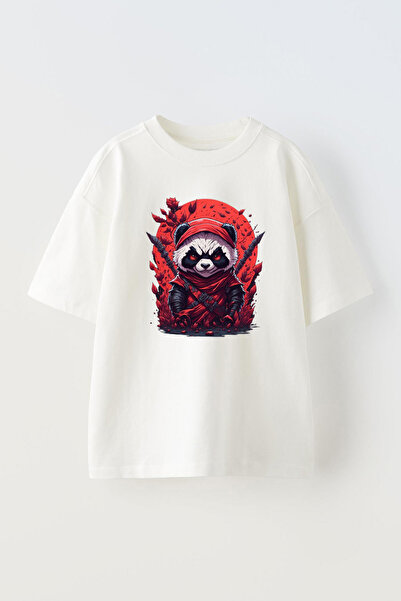 THEWERT Bela Ninja Panda Štampano Unisex Oversize kroj Pamuk T-shirt
