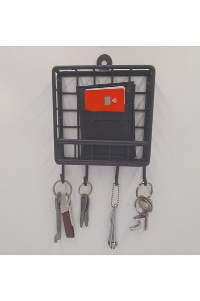 GO DEKOR New Model Mini Cute Metal 4-hook Wall Keychain Rack - 12x12x2